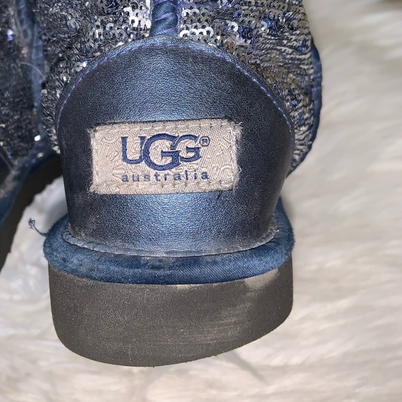 UGG Sequin Blue Classic Short Boots Size 8 - Picture 8 of 11